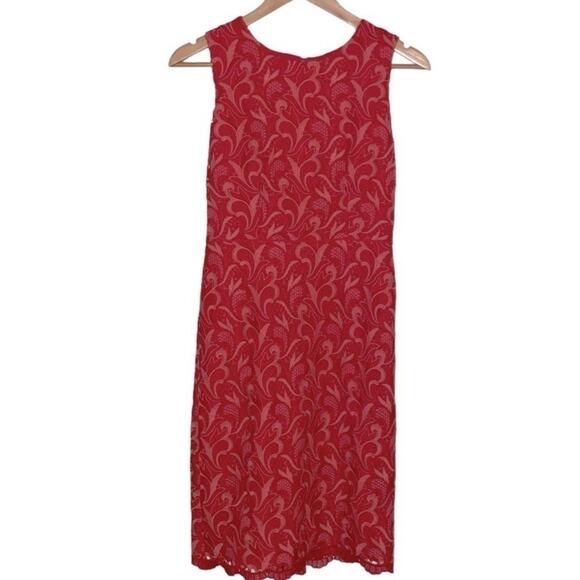 Ann Taylor Two Tone Lace Overlay Dress Peony Coral - Picture 3 of 10
